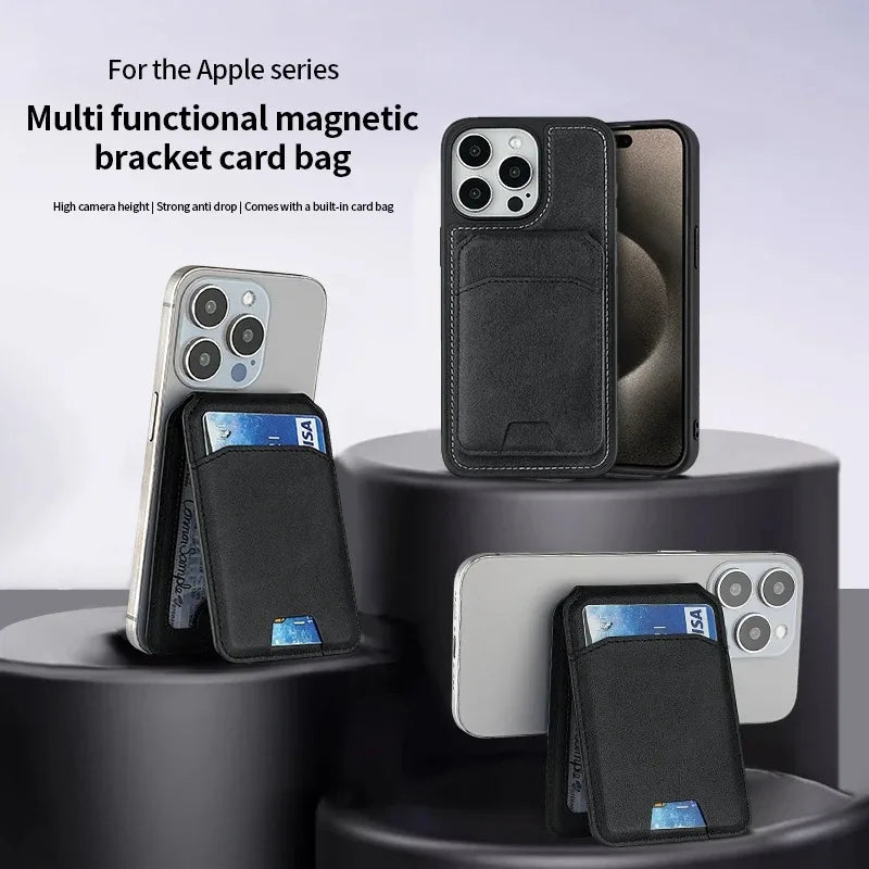 MagSafe PU Leather Wallet with Stand – Card Holder for iPhone 12–17 Pro Max