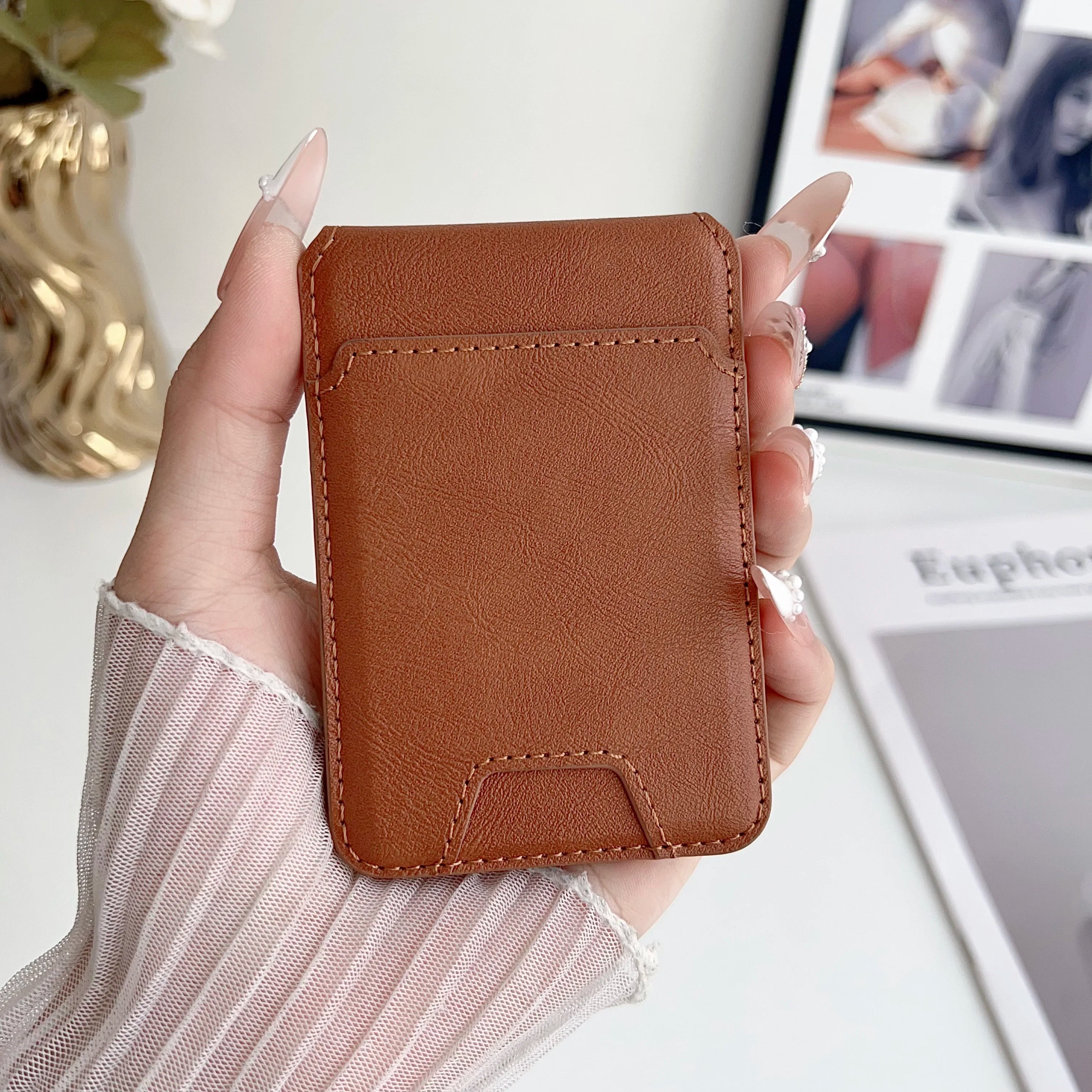 MagSafe PU Leather Wallet with Stand – Card Holder for iPhone 12–17 Pro Max