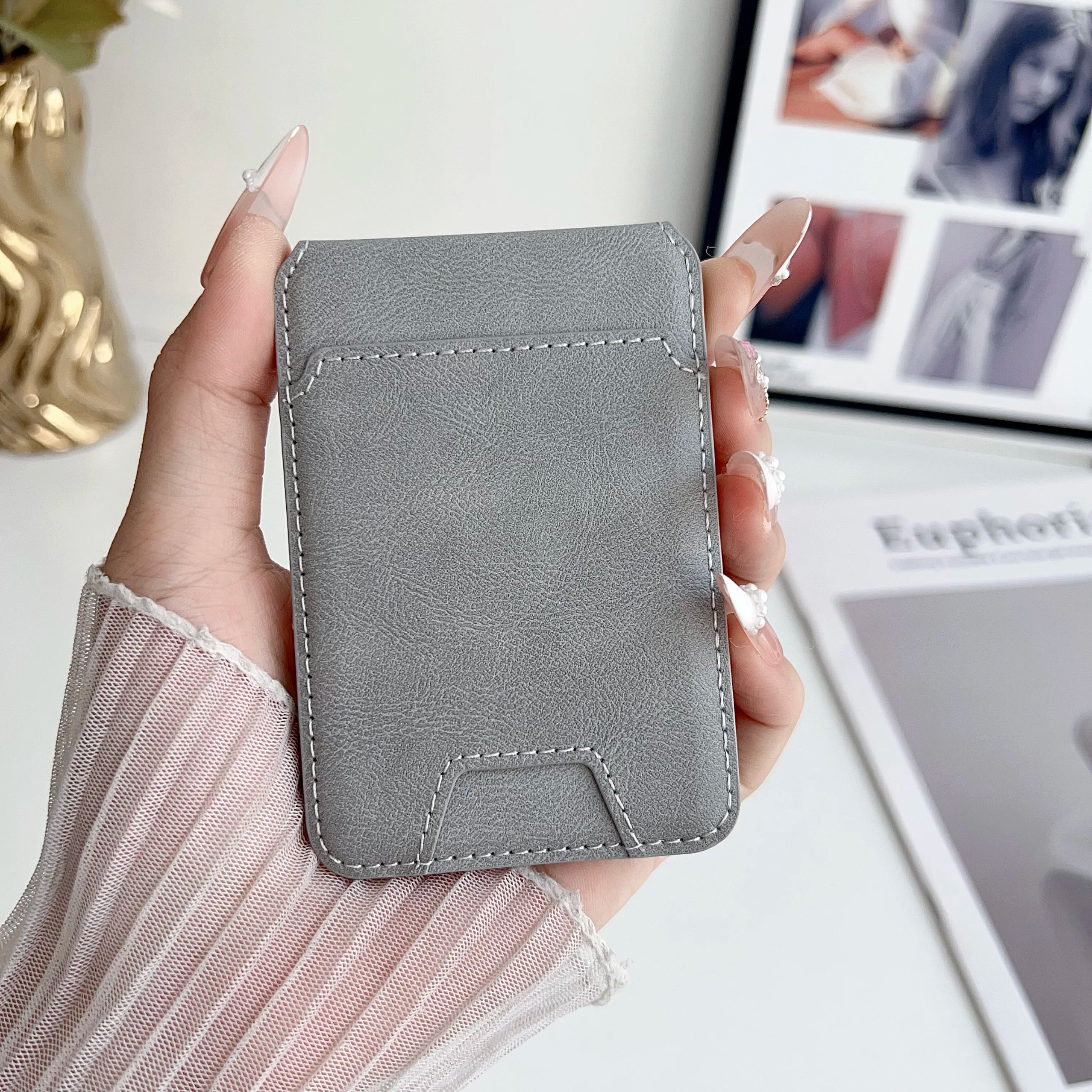 MagSafe PU Leather Wallet with Stand – Card Holder for iPhone 12–17 Pro Max