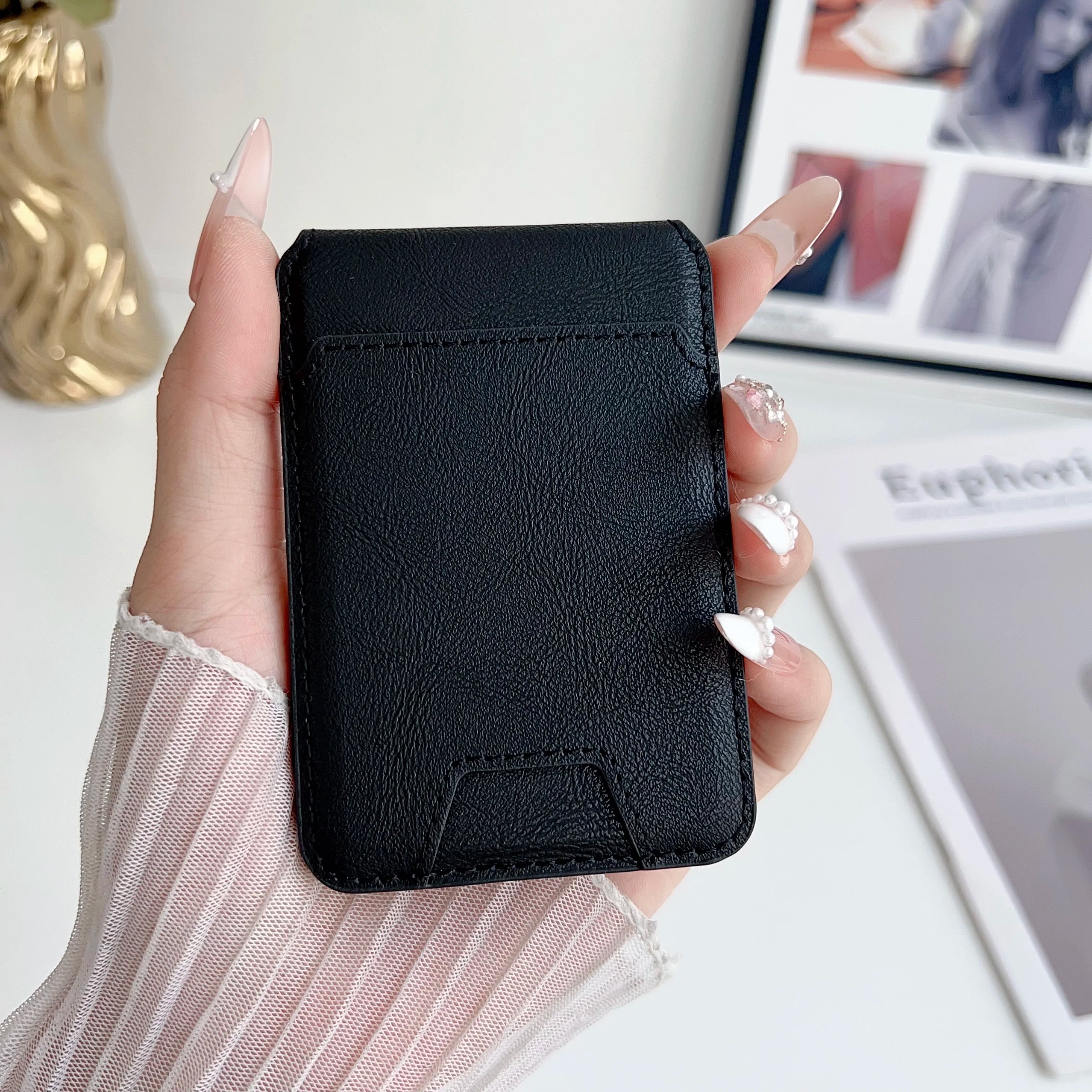 MagSafe PU Leather Wallet with Stand – Card Holder for iPhone 12–17 Pro Max